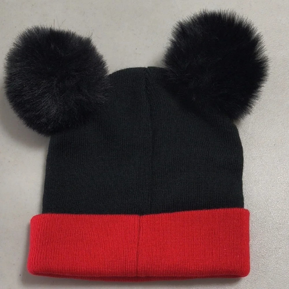 Disney Black and Red Mickey Mouse Pom-Pom Hat Youth